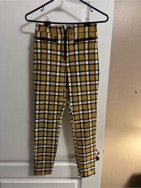 Urban Outfitters Mustard Plaid Straight Leg Pants